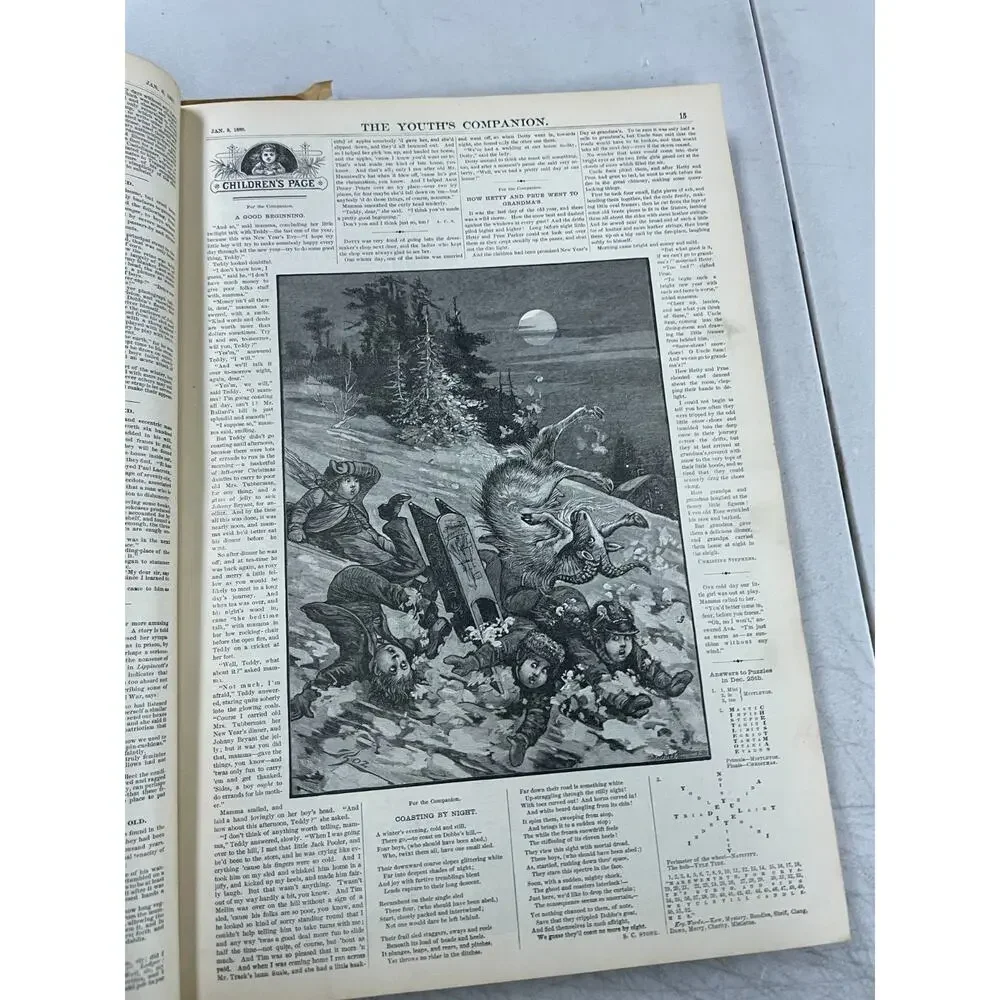 Antique 1880s Youths Companion Magazine Bound Volume Premium Issue Ads Victorian